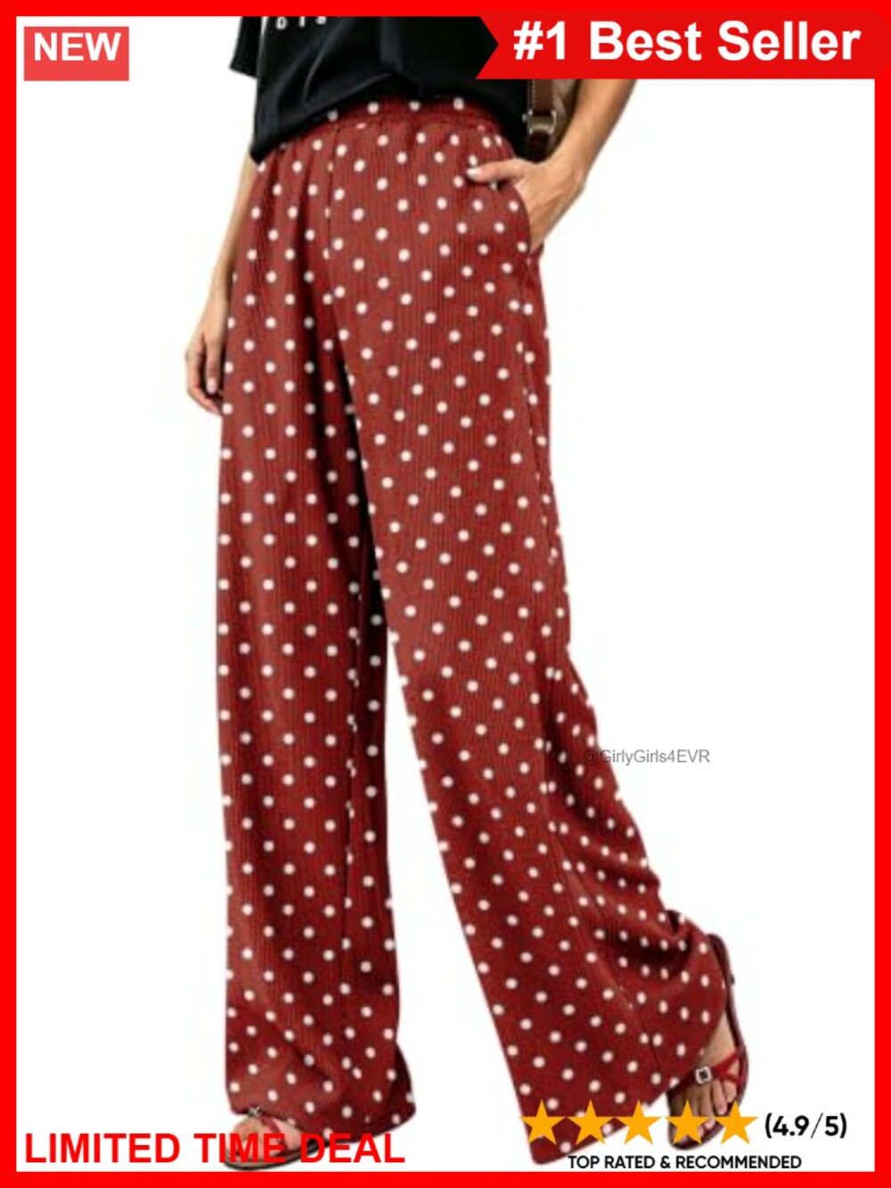 Corduroy Wide Leg Palazzo Pants Elastic Waist Pockets Pull On Trousers